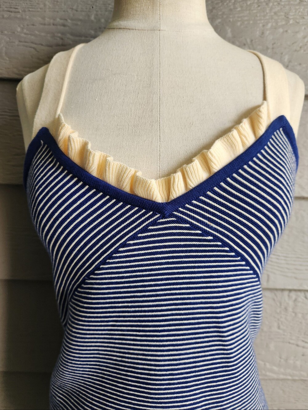 Sonia Rykiel Navy and Cream Striped Knit Tank Top - Picture 2 of 12